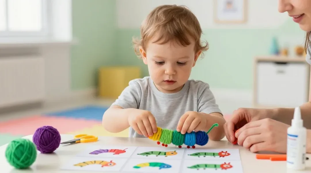 activité fil chenille 2 ans
